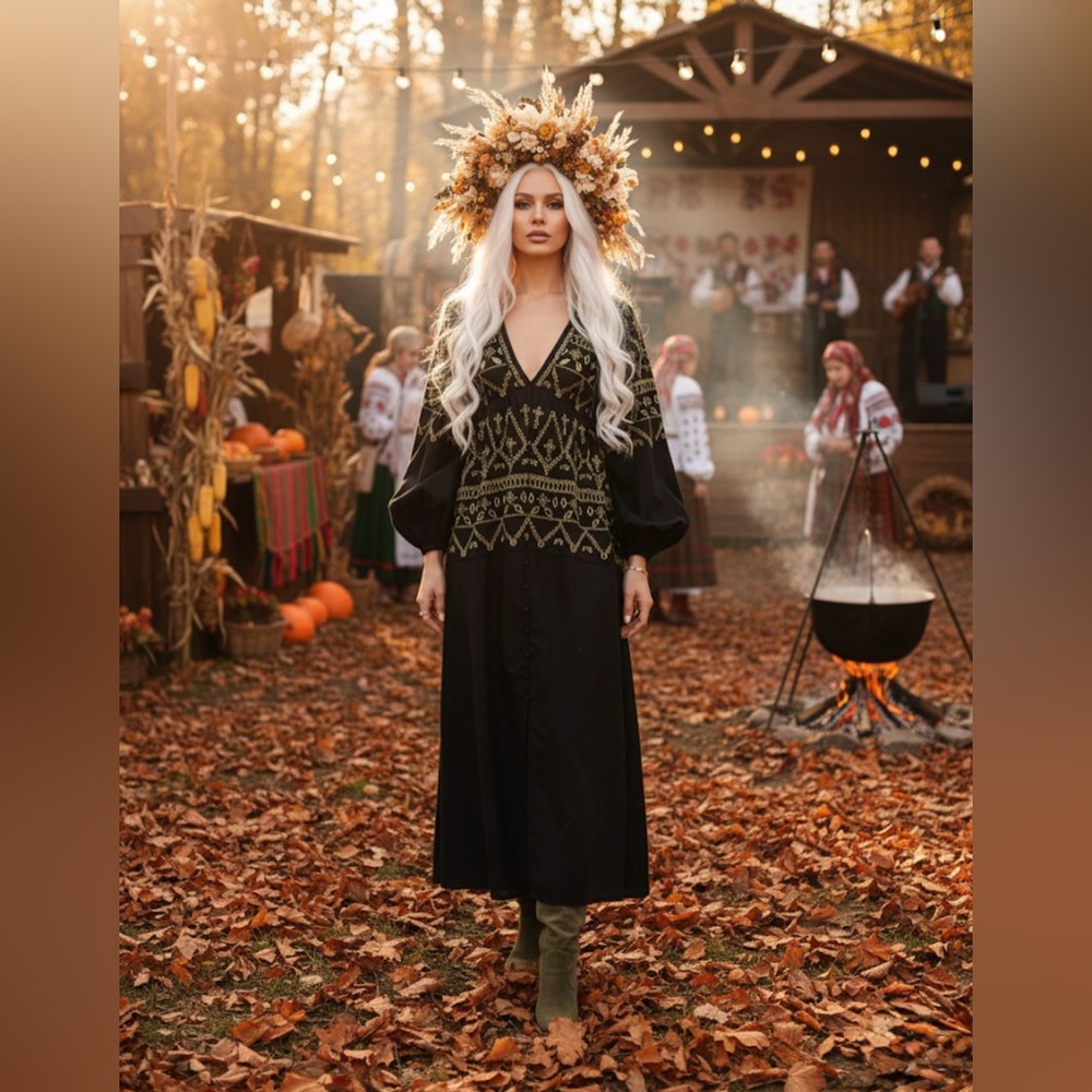 Embroidered Cotton Midi/Maxi Dress | Size 14